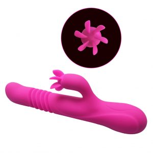 G-Spot Rabbit Vibrator Electric Clitoris Stimulator 10 Rotation Vibration Thrusting Silicone Vaginal Anal Realistic Dildo Massager Female Women Masturbation Powerful Waterproof Rechargeable Adult Sex Toys for Couples Sex Things Bunny Ears Clit Stimulation